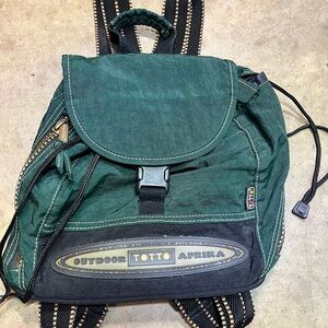 Vintage Totto Outdoor Afrika backpack Min Hunter Green Drawstring Flap Buckle